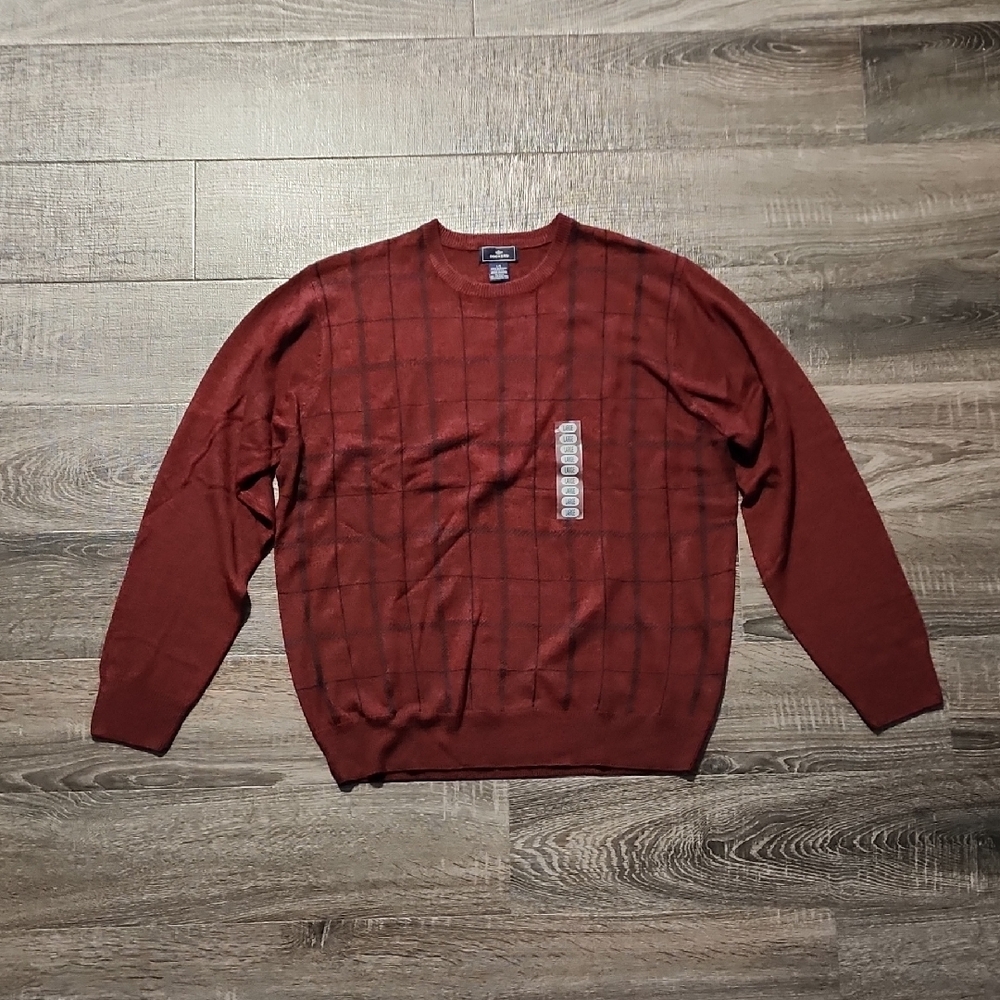Dockers Plaid Burgundy Crewneck Sweater